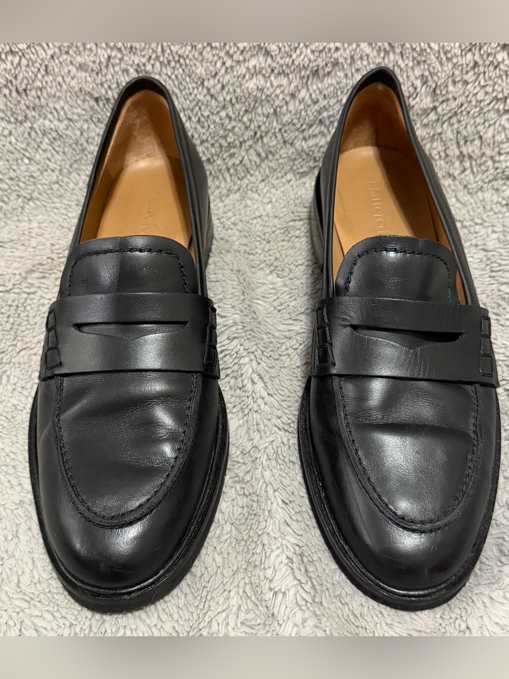 $335 Flattered REVOLVE Sara Black Leather Loafer Size 9 Womens Preppy Slip On